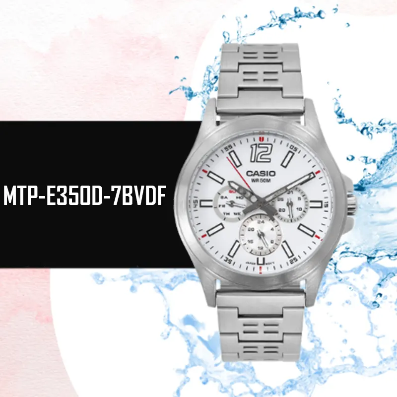 Casio Sporty Quartz White Dial Men's Watch | MTP-E350D-7BVDF